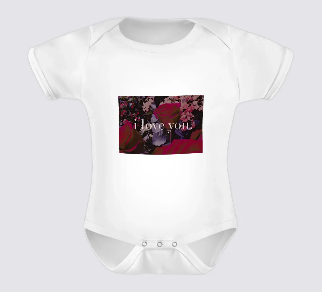 I Love You short-sleeve baby romper by Leah Flores