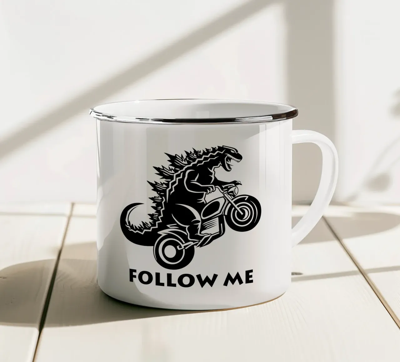 Camicia biker design Follow Me tazza in smalto da Autofocus