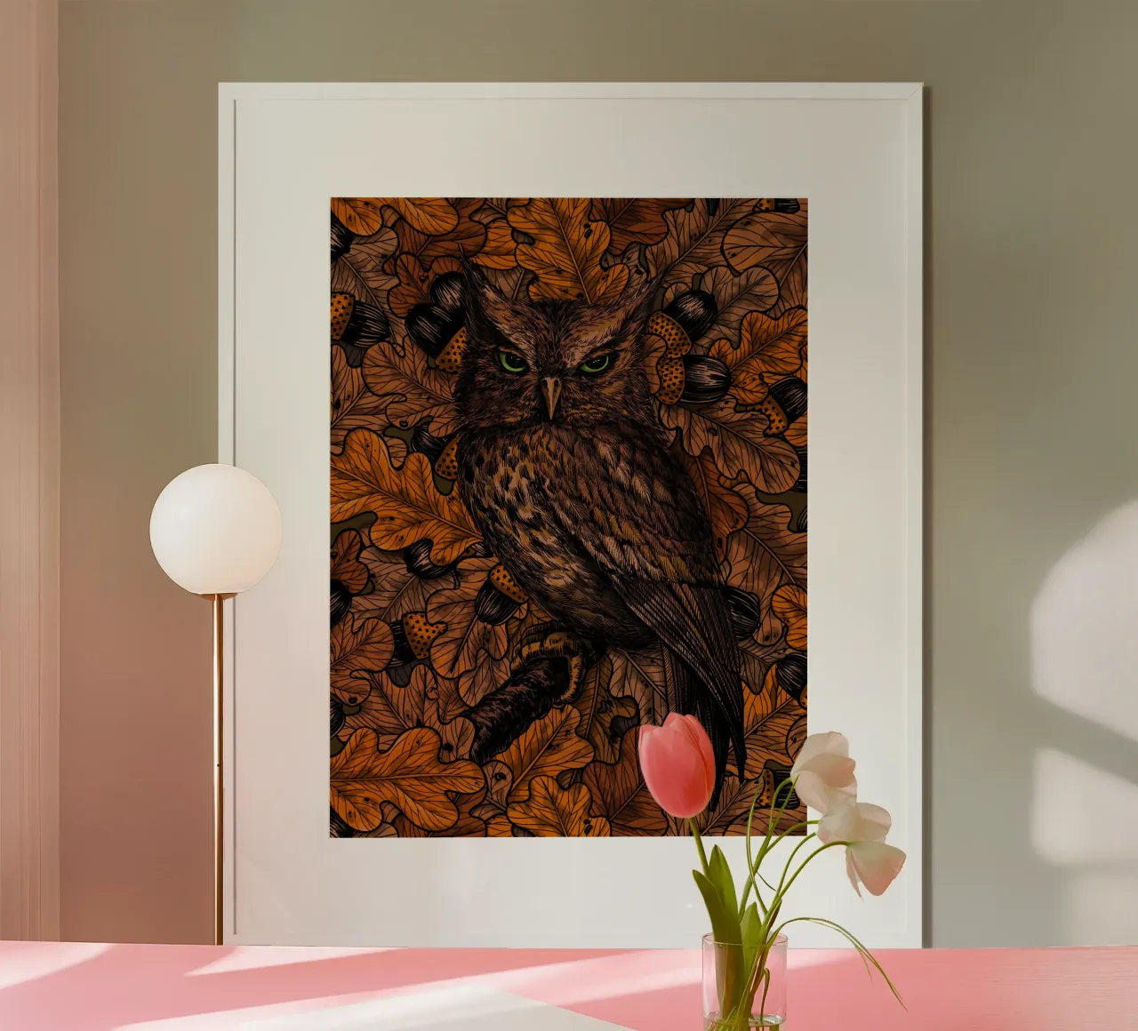 Herfstuilen, oranje en bruin poster van Painted Nature