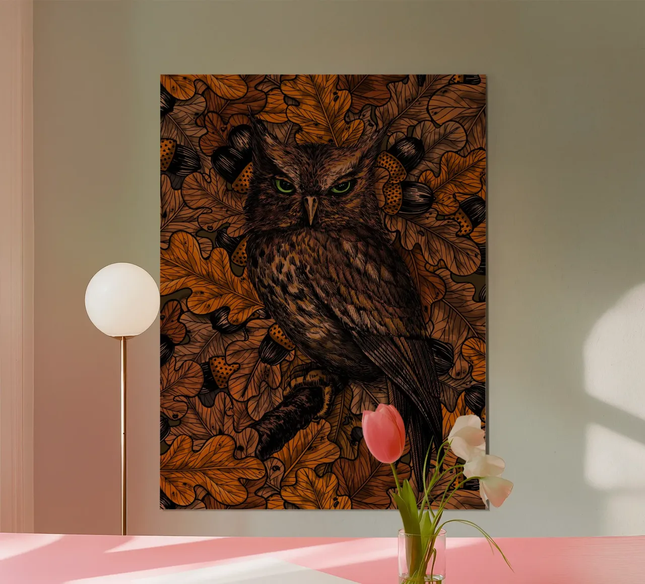 Herfstuilen, oranje en bruin poster van Painted Nature