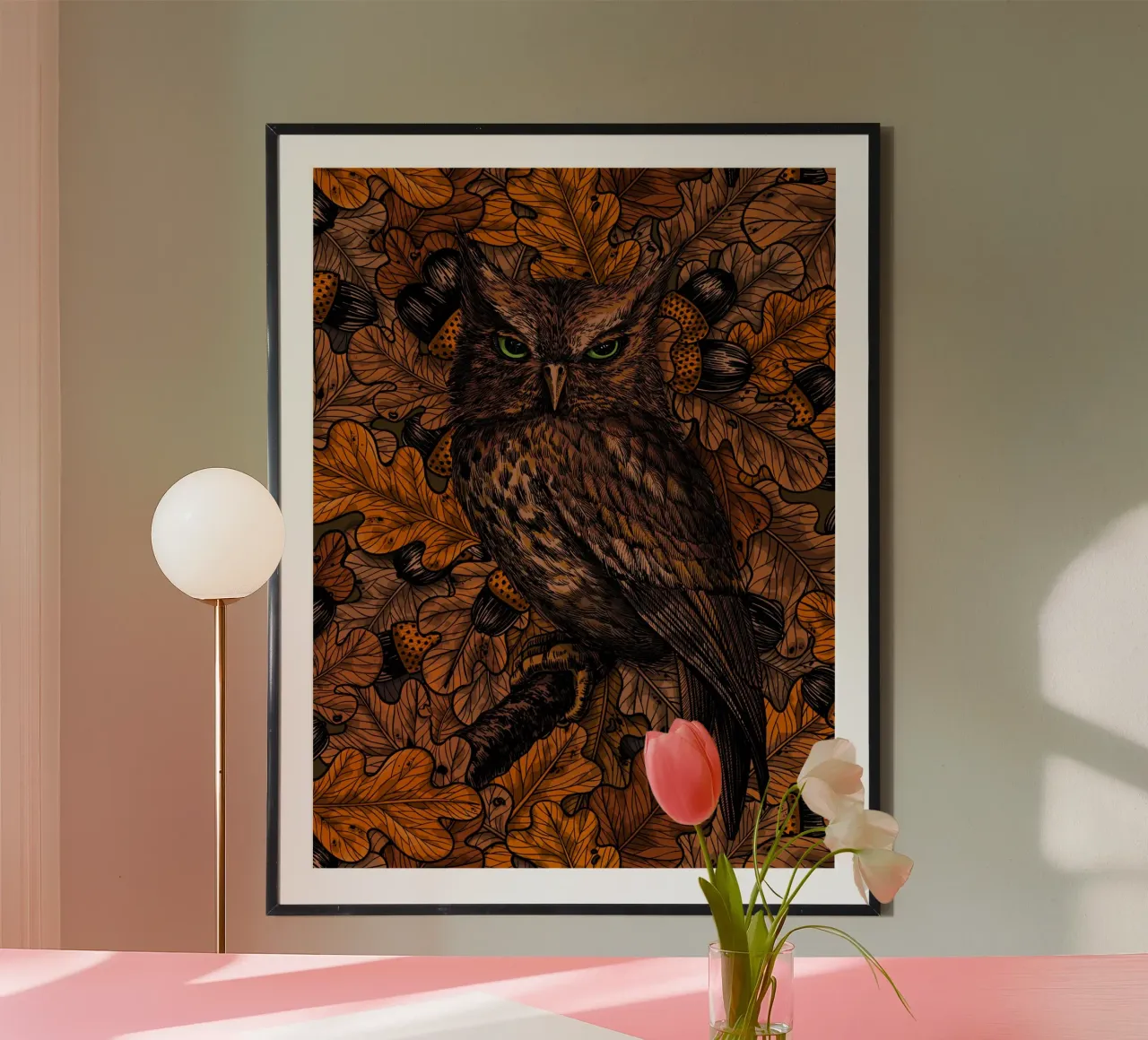 Herfstuilen, oranje en bruin poster van Painted Nature