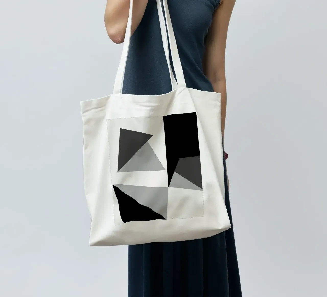 Black And White Triangles tote bag by Little Dean