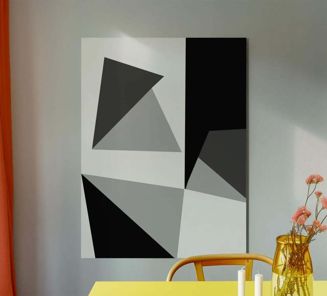 Black And White Triangles alu-dibond by Little Dean