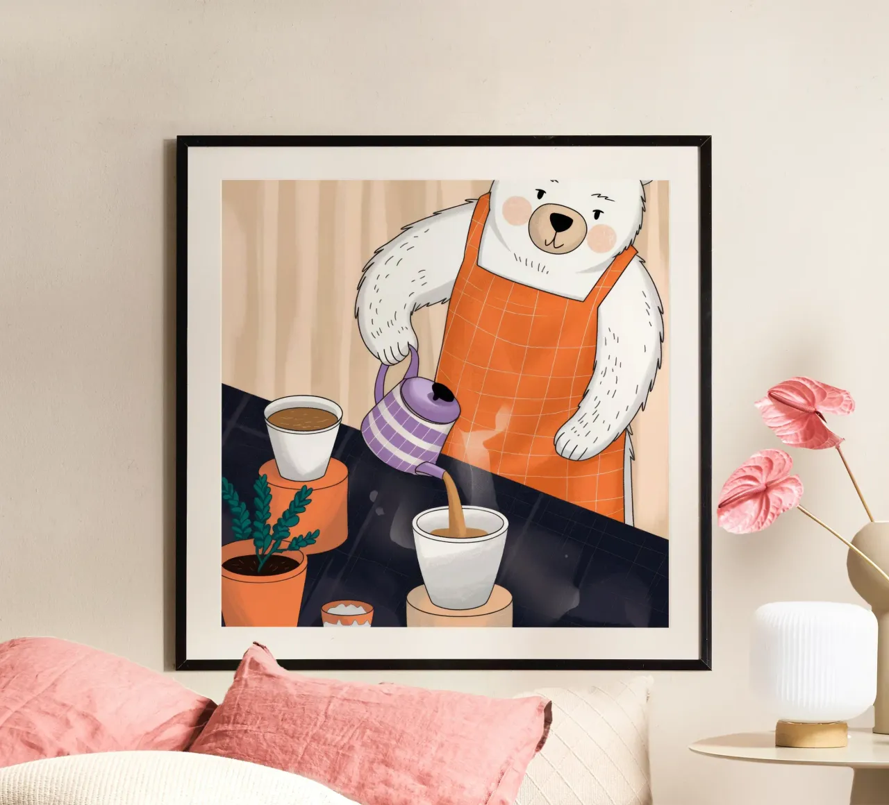 Rituale del caffè mattutino poster con telaio in legno da Timeless Huse