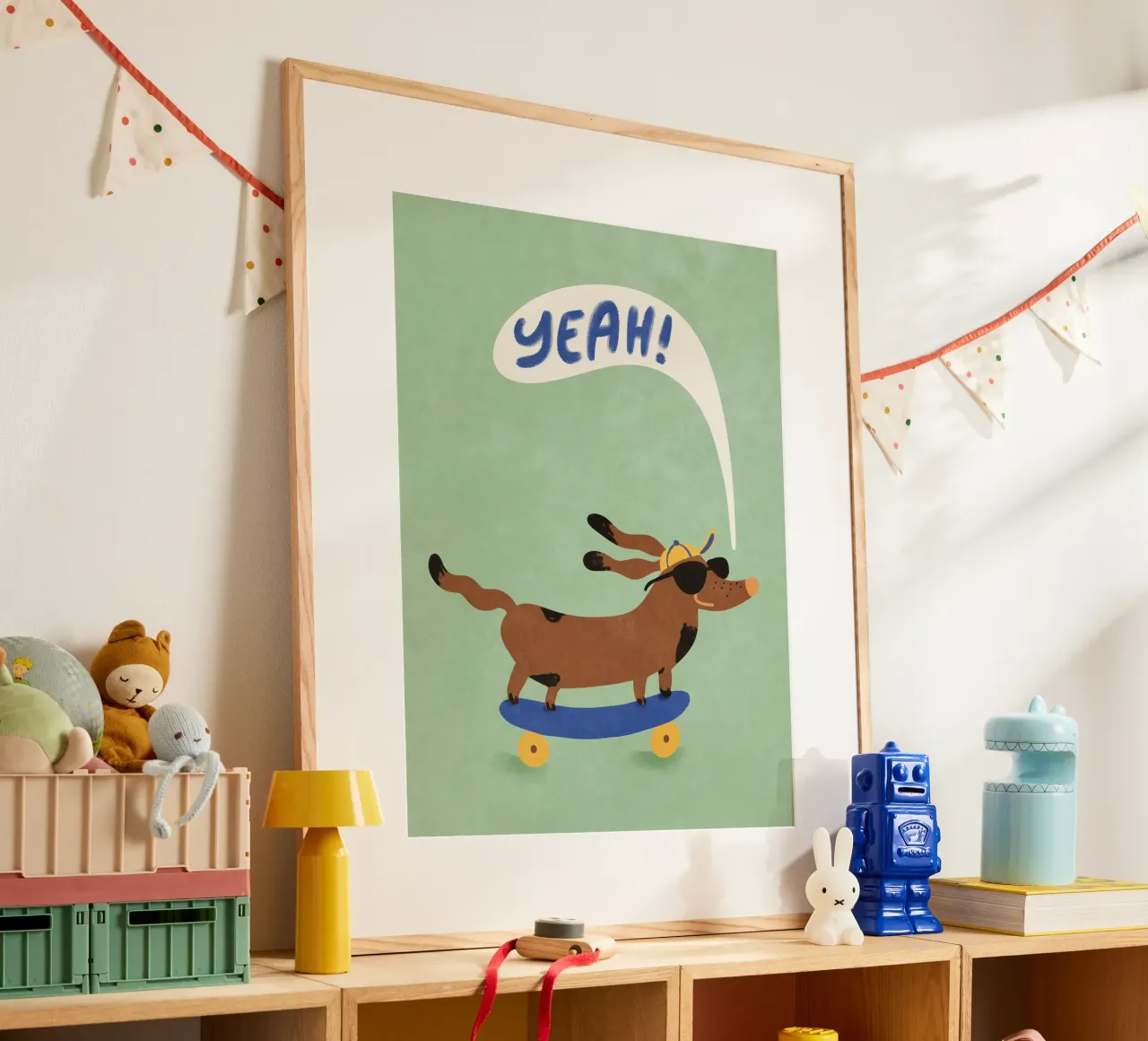 Cane figo sullo skateboard - Sì! carta hahnemühle da Illustration Raissa Oltmanns