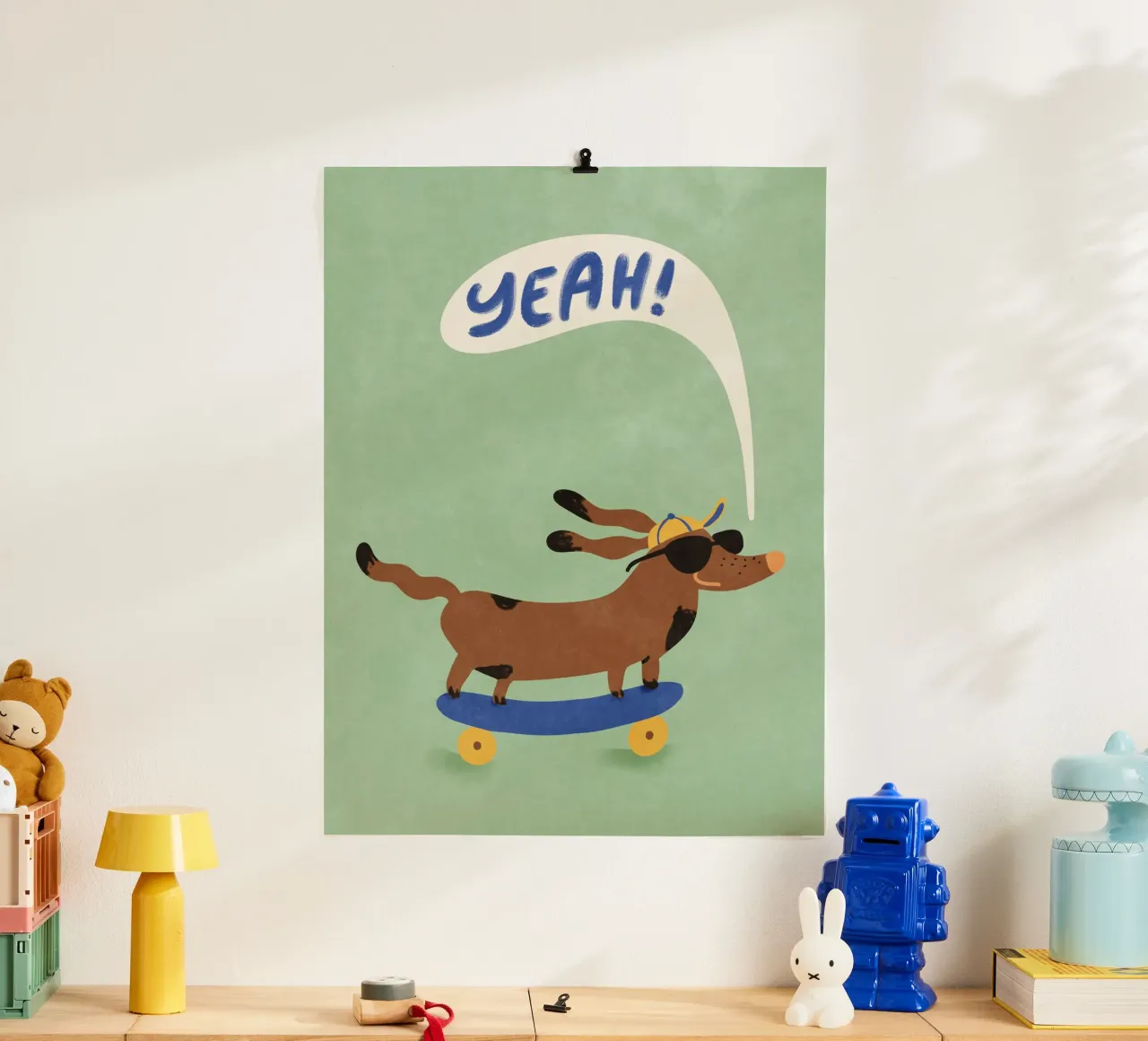 Cane figo sullo skateboard - Sì! carta hahnemühle da Illustration Raissa Oltmanns