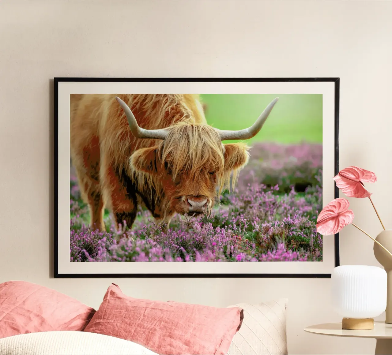 Highland in Heather - Jacky Parker poster con telaio in alluminio da Pictufy