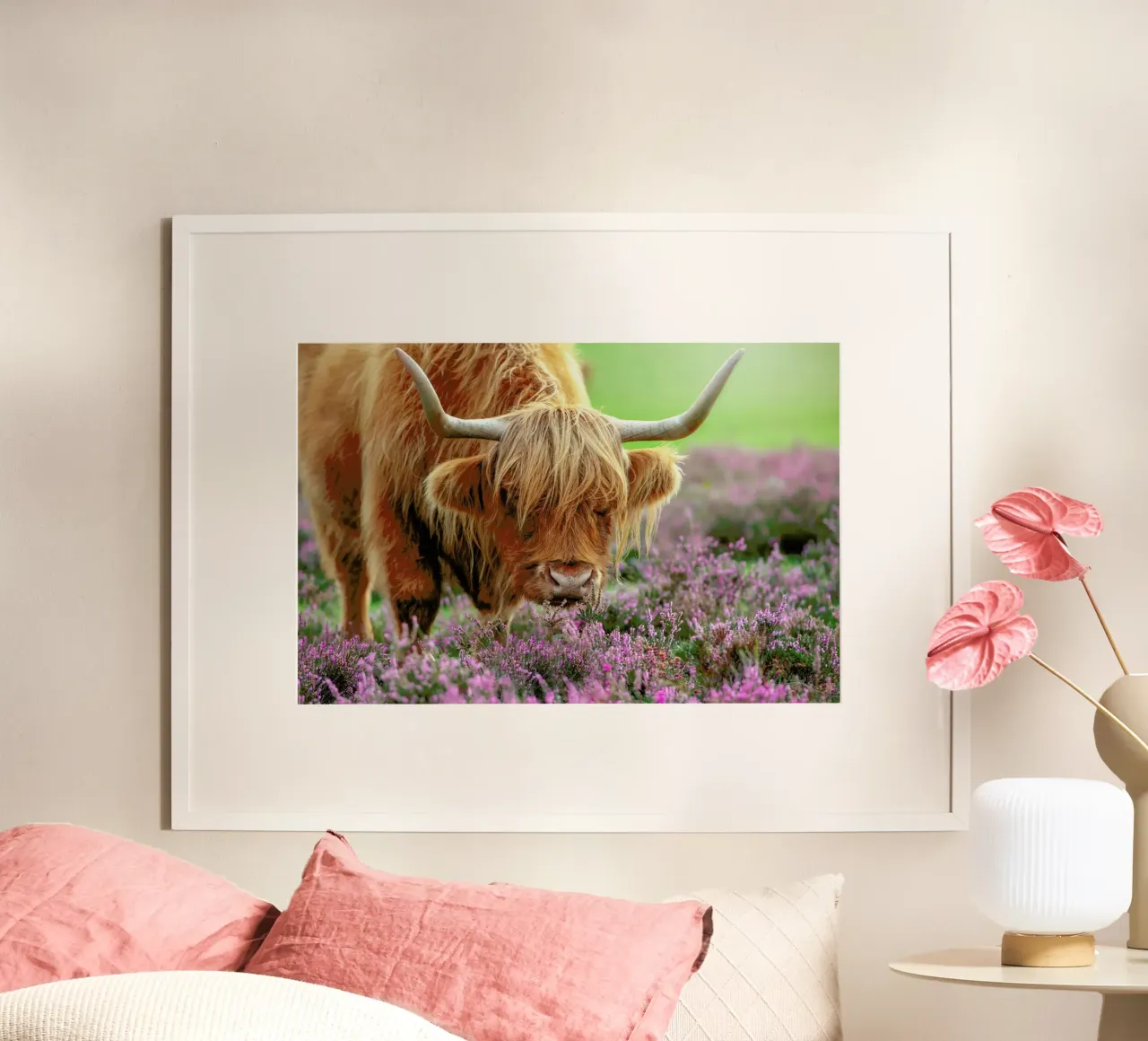 Highland in Heather - Jacky Parker poster con telaio in alluminio da Pictufy