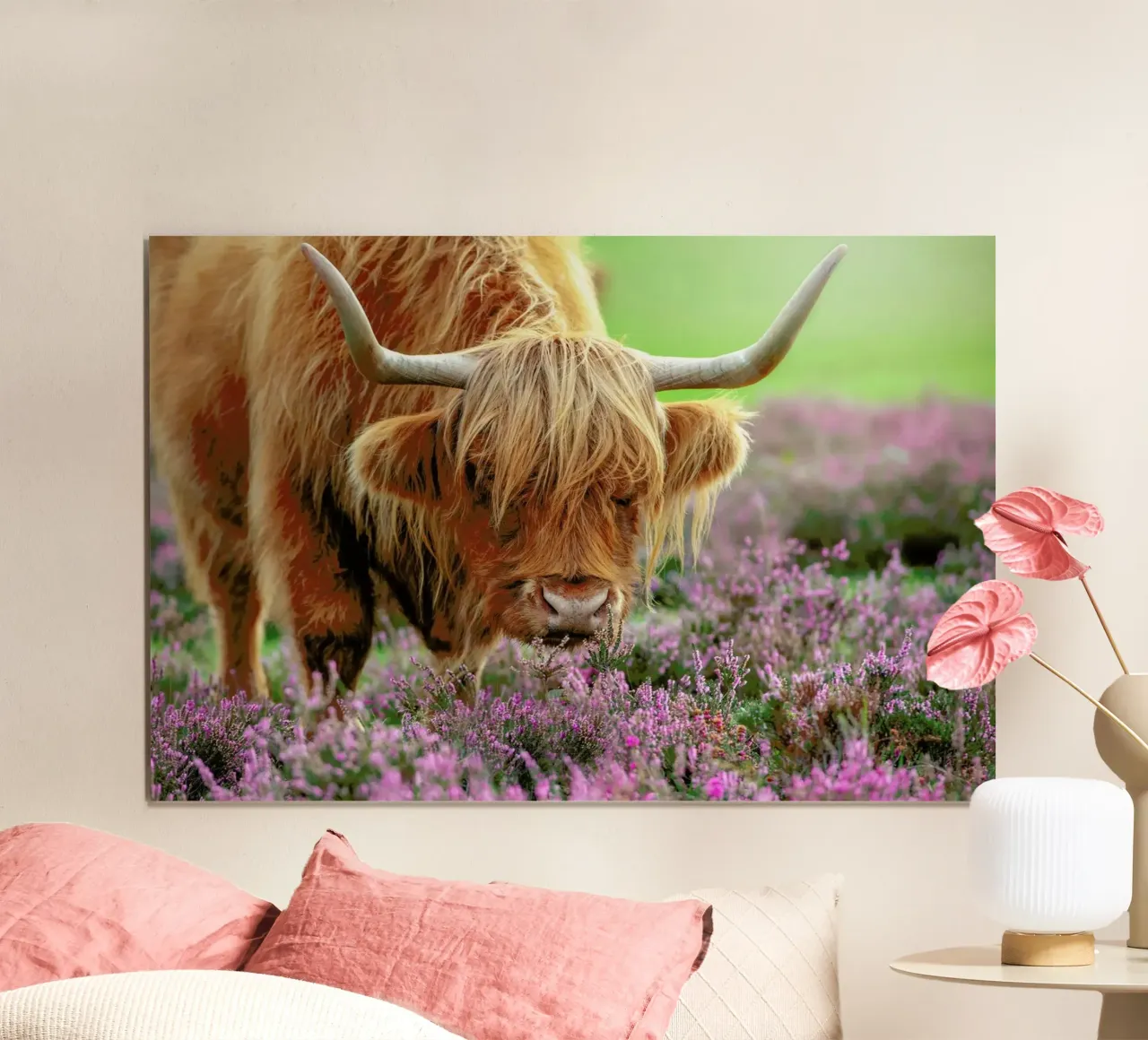 Highland in Heather - Jacky Parker poster con telaio in alluminio da Pictufy