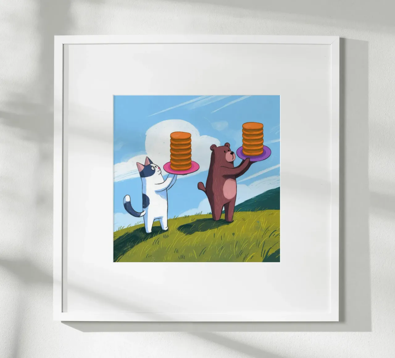 Festa della frittella gioiosa poster con telaio in legno da Timeless Huse
