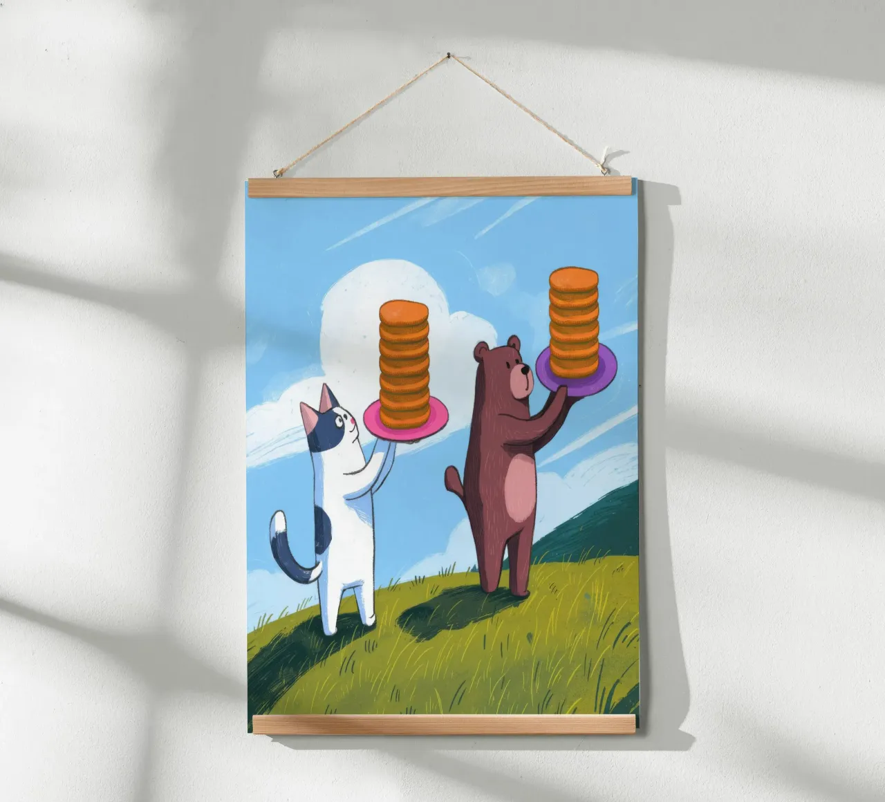 Festa della frittella gioiosa poster con telaio in legno da Timeless Huse
