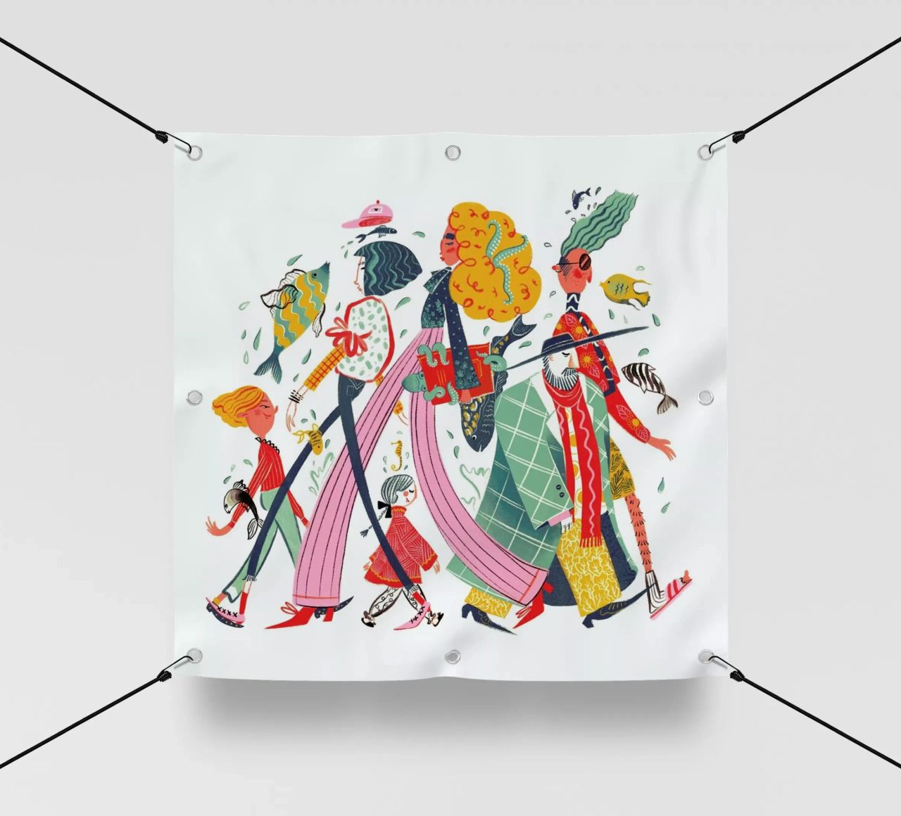 A Sea Of Characters telo in pvc da Moira Scicluna Zahra