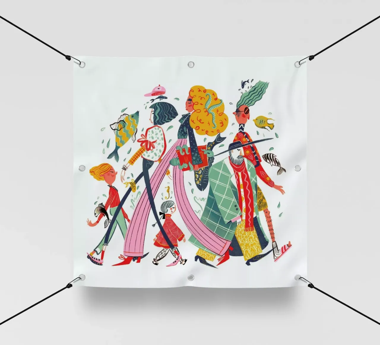 A Sea Of Characters telo in pvc da Moira Scicluna Zahra