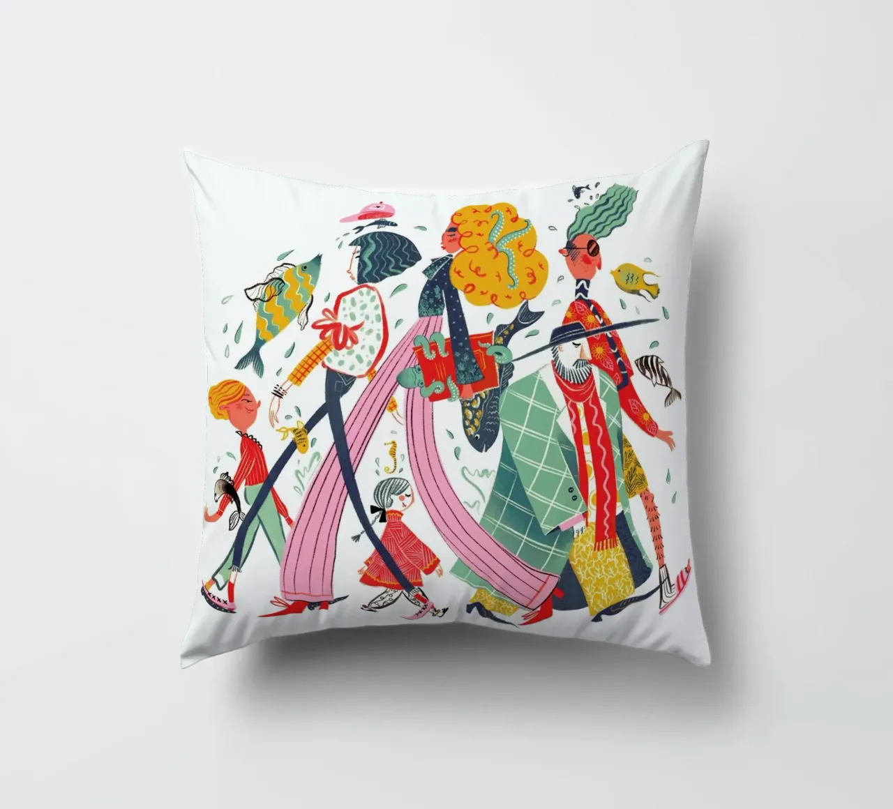 A Sea Of Characters cuscino da Moira Scicluna Zahra