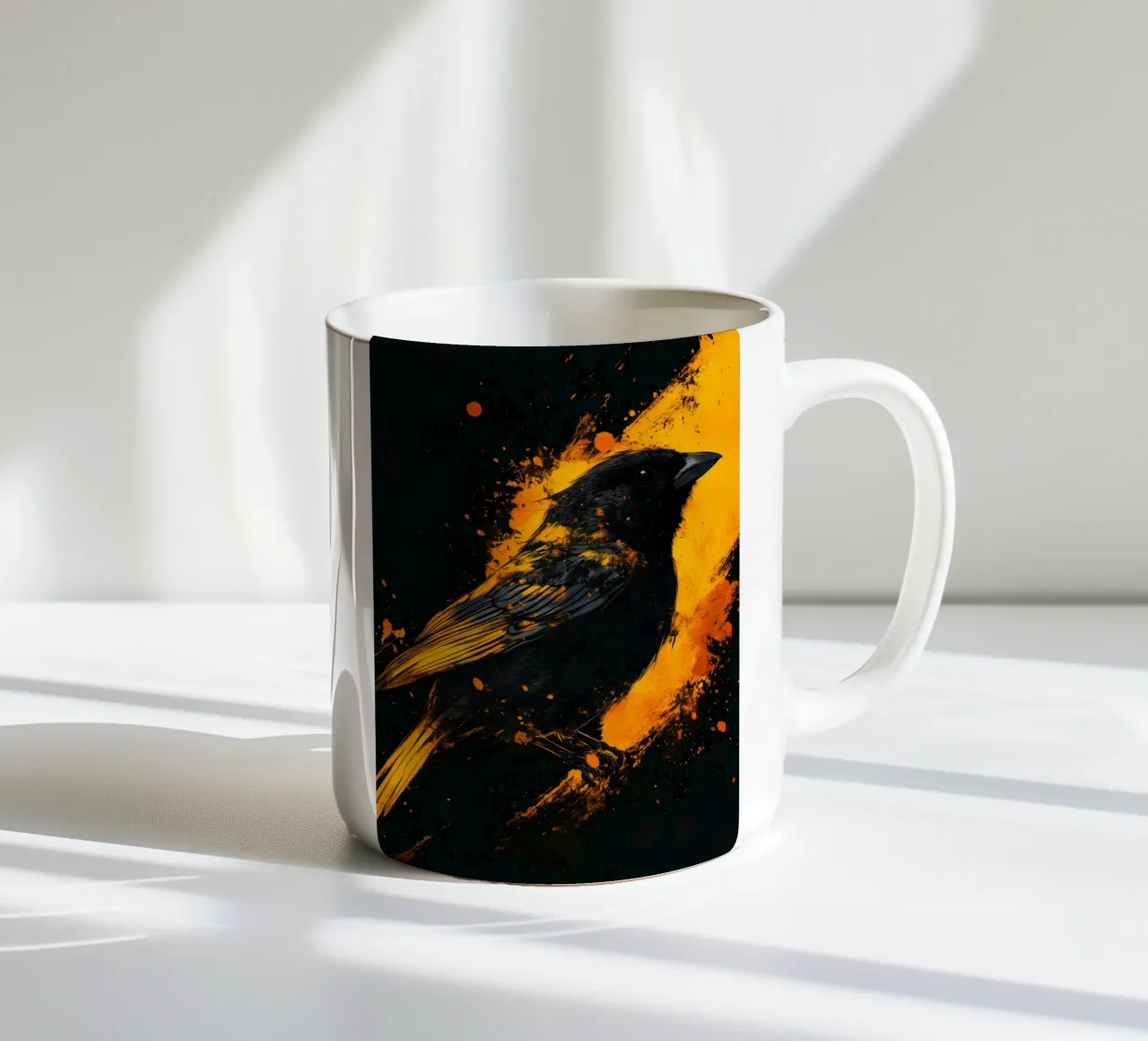 Uccello passero d'oro tazza in ceramica da Justyna Jaszke JBJart