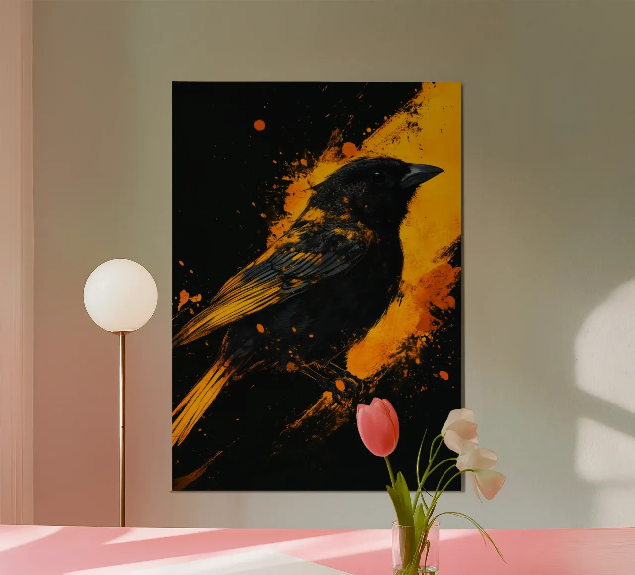 Uccello passero d'oro carta hahnemühle da Justyna Jaszke JBJart