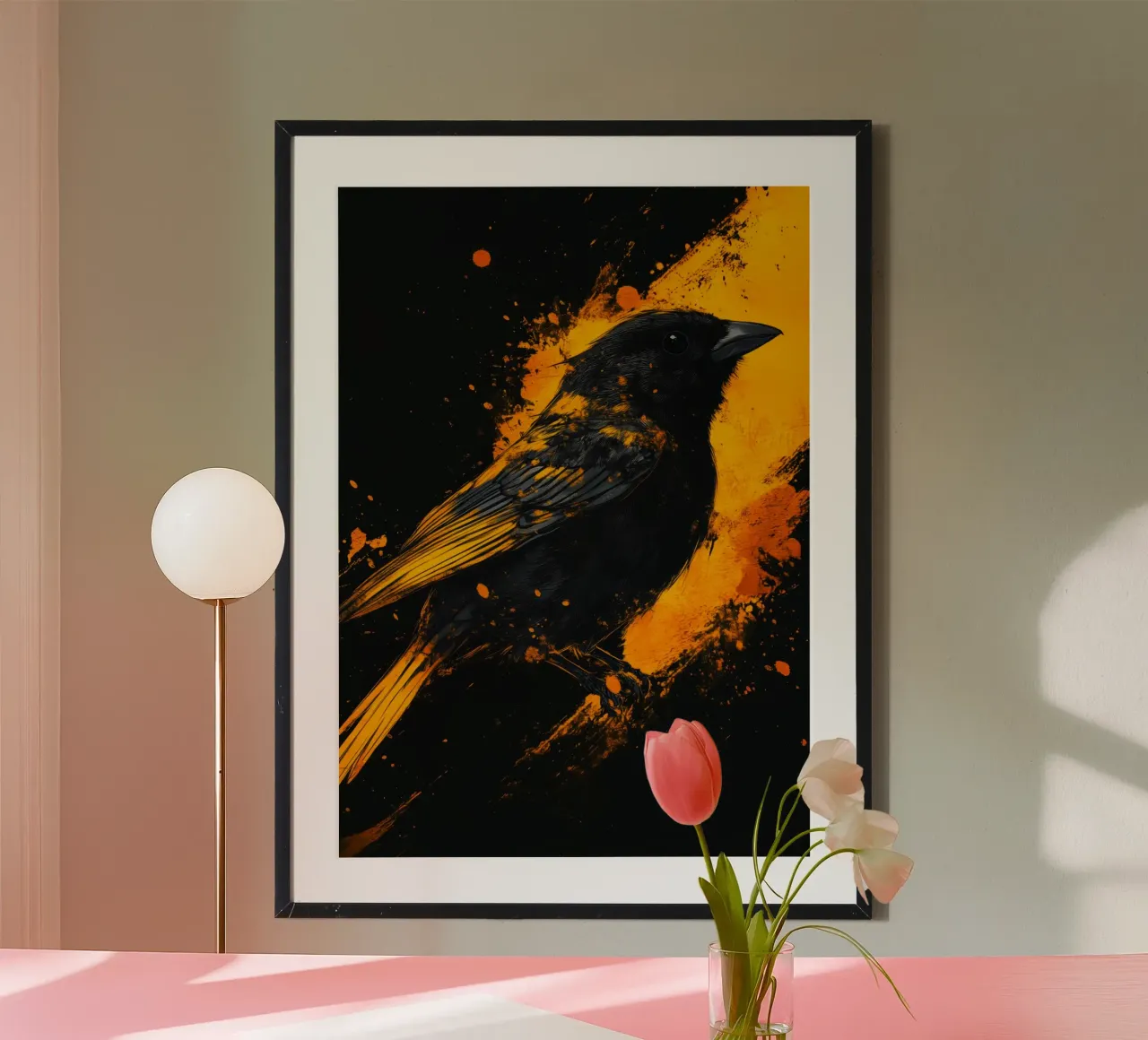 Uccello passero d'oro carta hahnemühle da Justyna Jaszke JBJart
