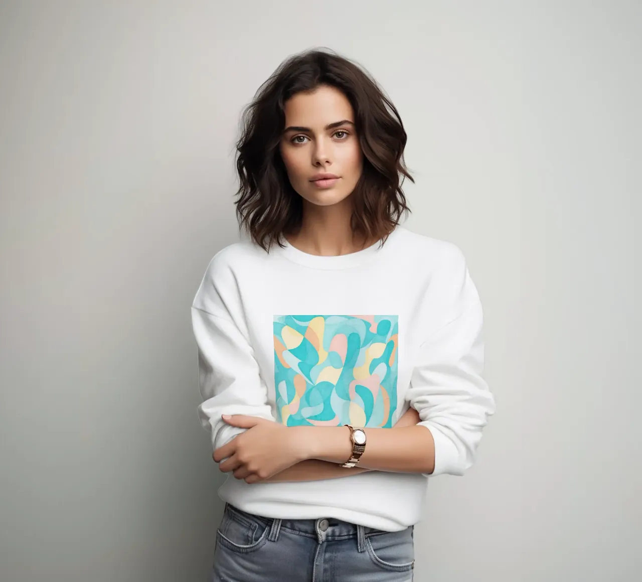 Formas abstractas Teal Waves sudadera de lovely lines
