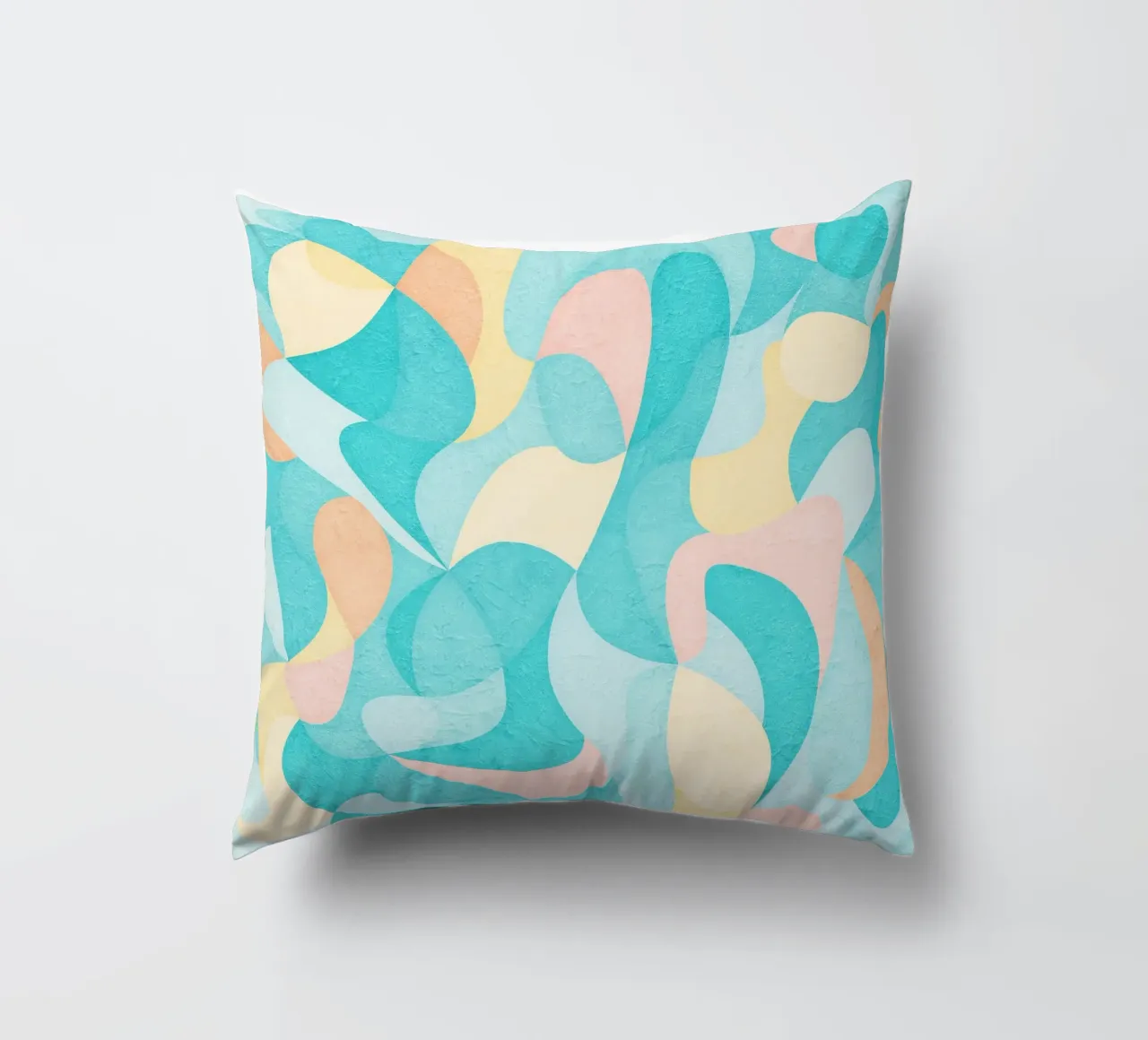 Abstract Shapes Teal Waves decorative cushion by lovely lines