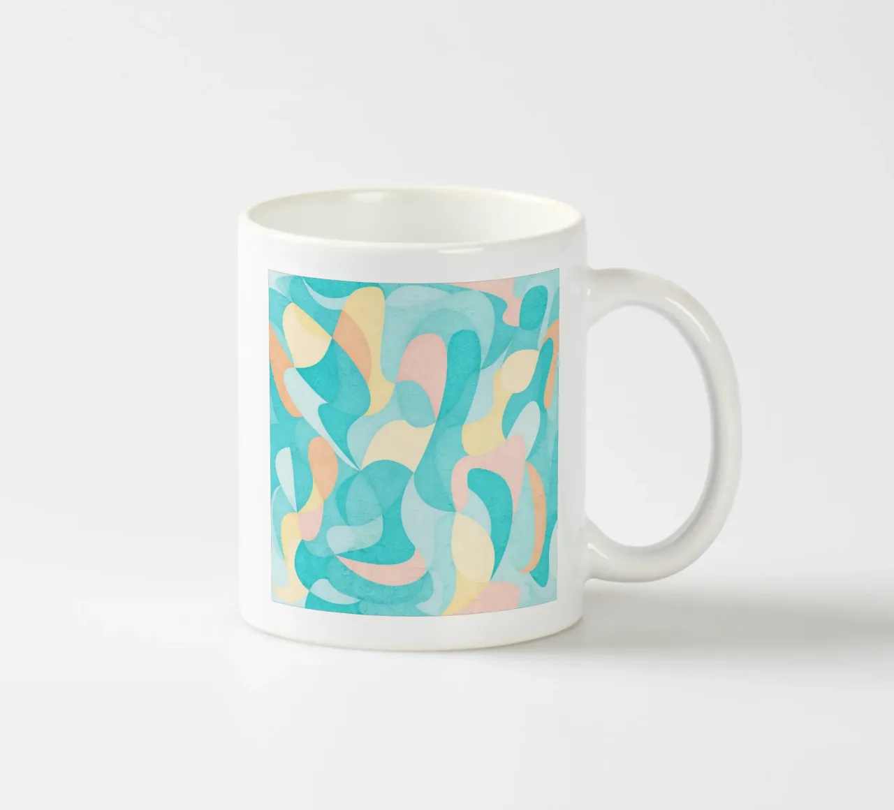 Abstracte Vormen Teal Golven keramische mok van lovely lines