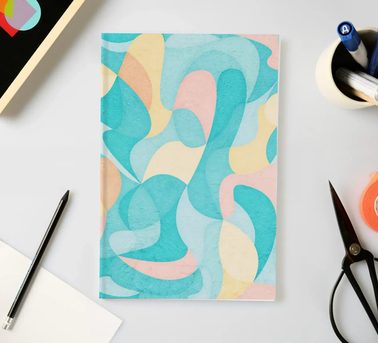 Abstract Shapes Teal Waves notebook by lovely lines