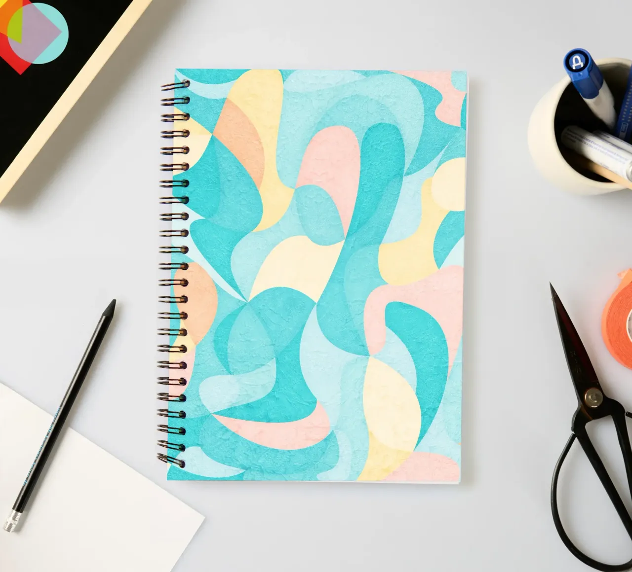 Abstract Shapes Teal Waves spiral notebook by lovely lines
