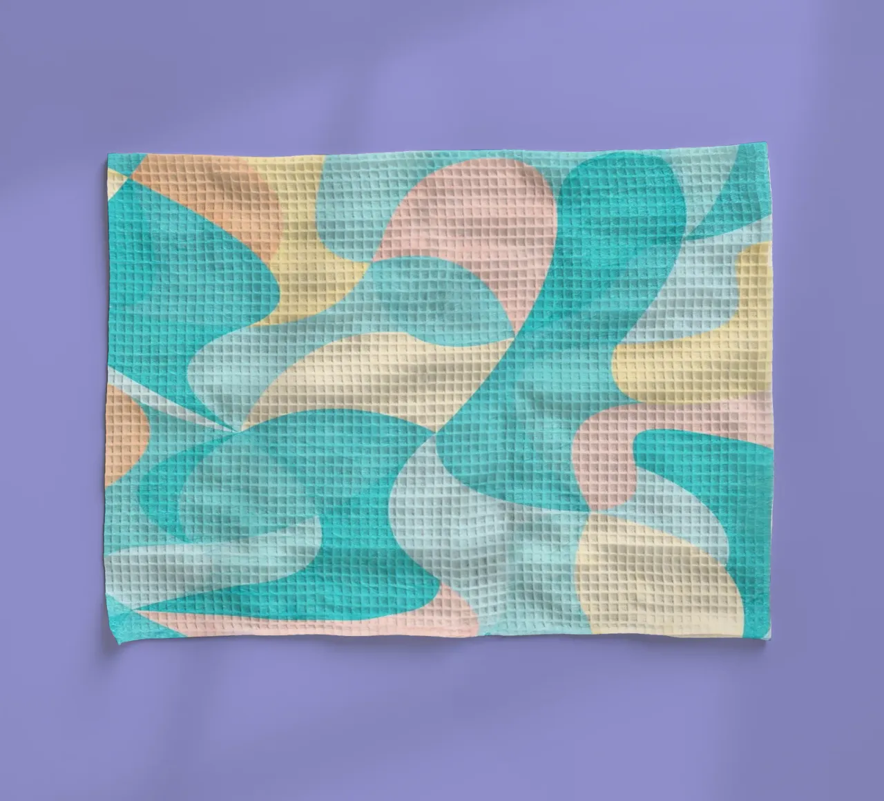 Abstract Shapes Teal Waves tea towel by lovely lines