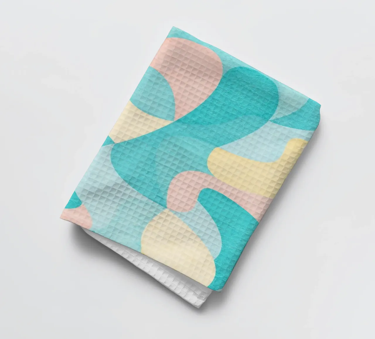 Abstract Shapes Teal Waves tea towel by lovely lines