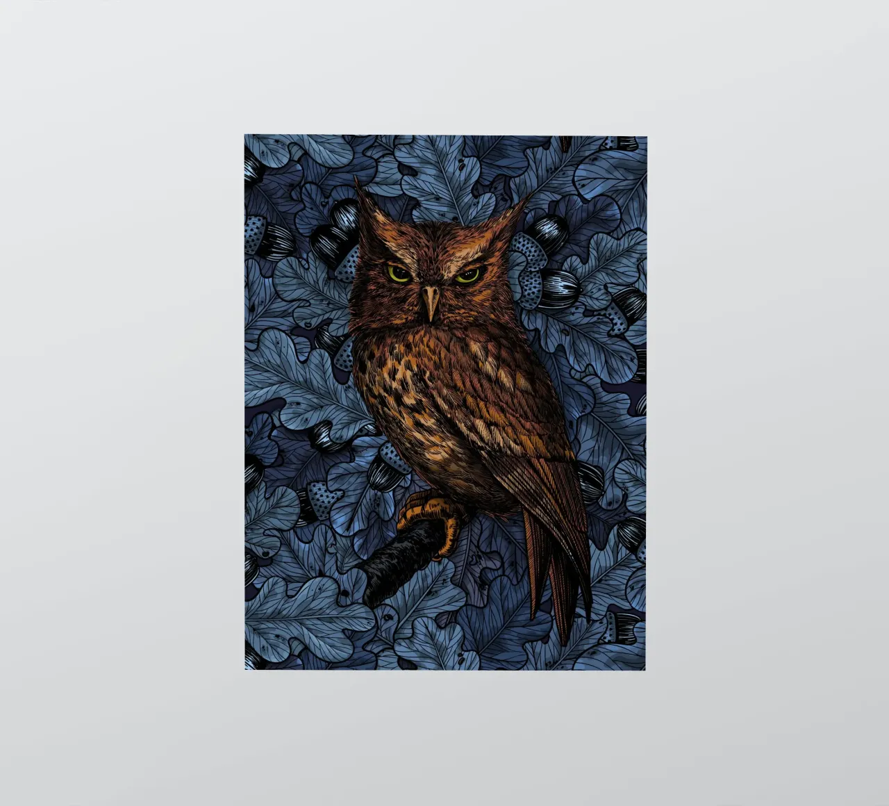 Owls in the oak tree, blue and brown sticker by Painted Nature