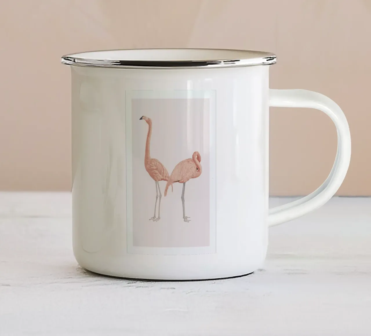 Pink Flamingos tazza in smalto da Flora & Fauna