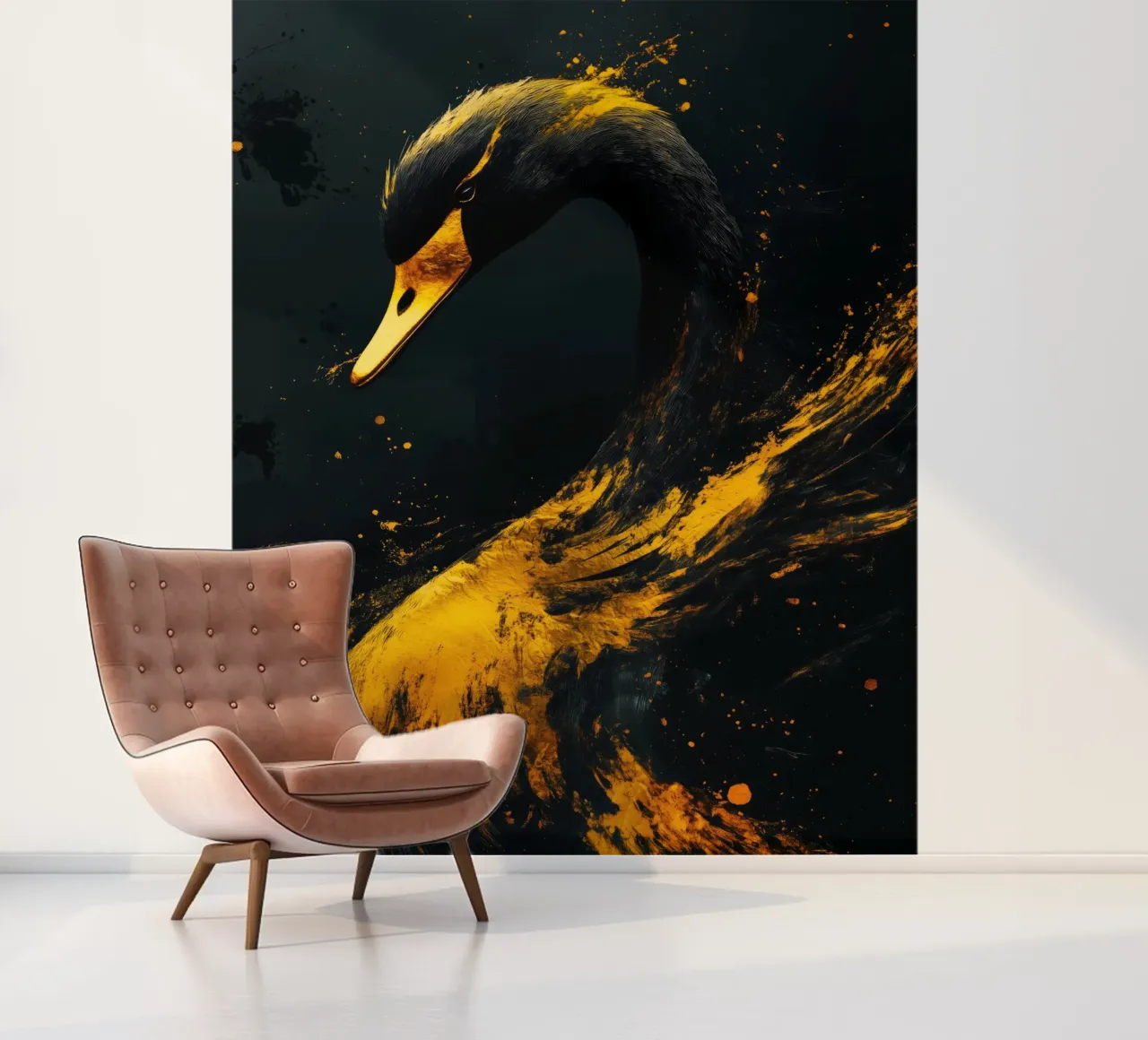 Golden swan bird photo wallpaper by Justyna Jaszke JBJart