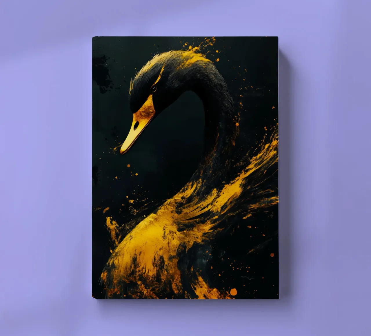 Golden swan bird notebook by Justyna Jaszke JBJart