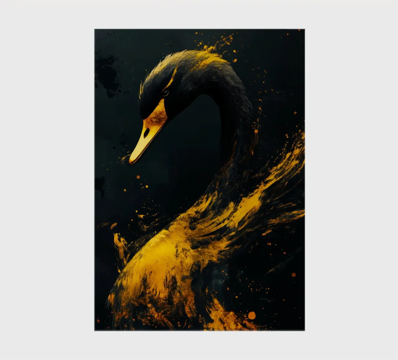 Golden swan bird notebook by Justyna Jaszke JBJart