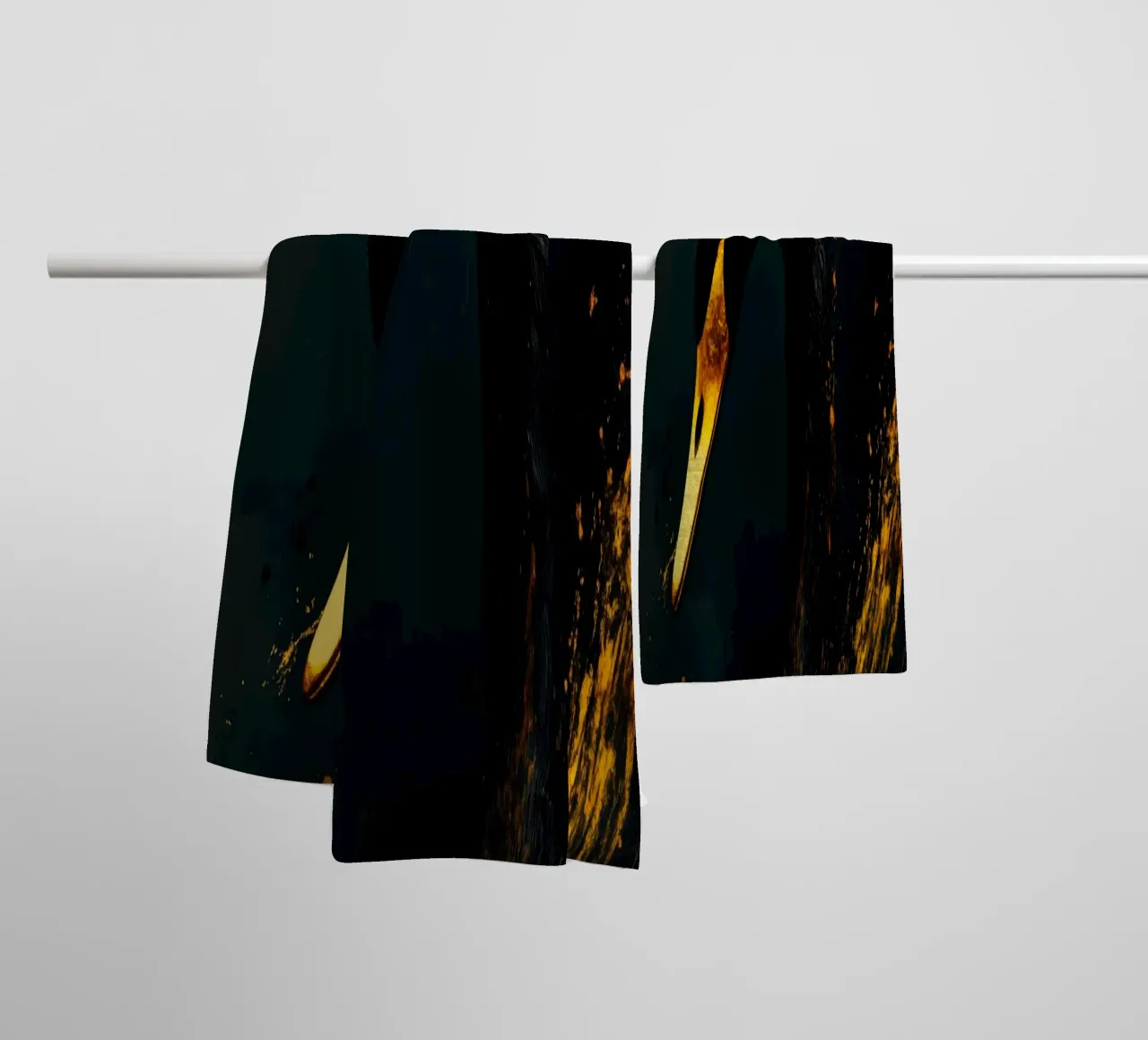 Golden swan bird towel by Justyna Jaszke JBJart