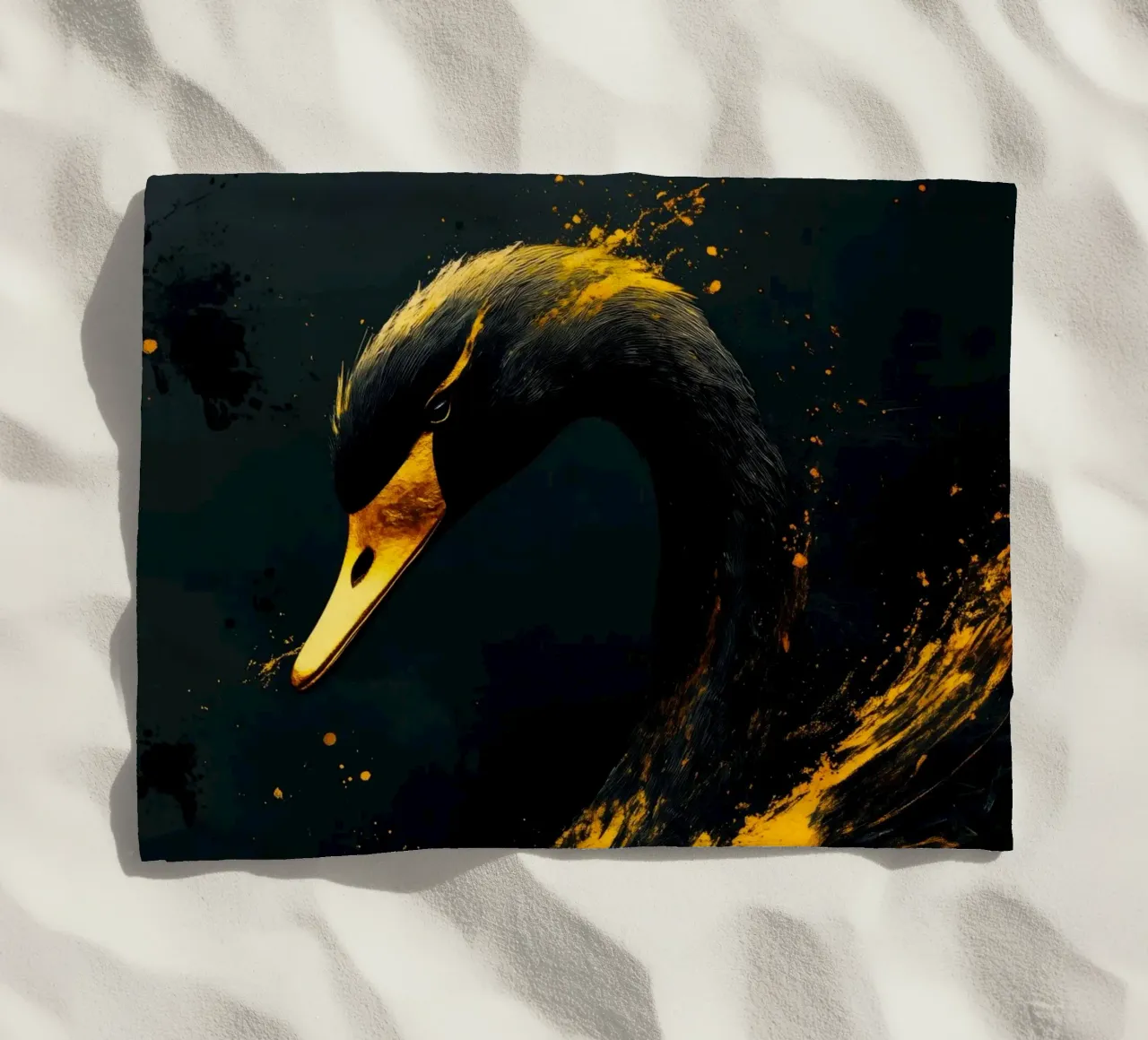 Uccello cigno d'oro telo mare da Justyna Jaszke JBJart