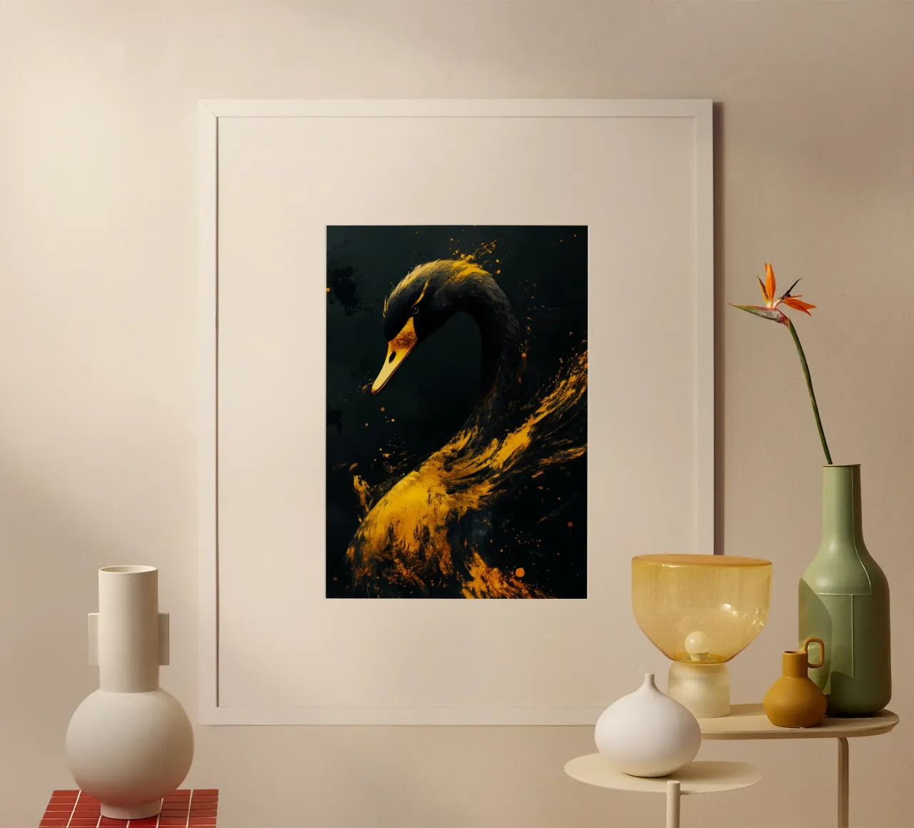 Uccello cigno d'oro poster da Justyna Jaszke JBJart