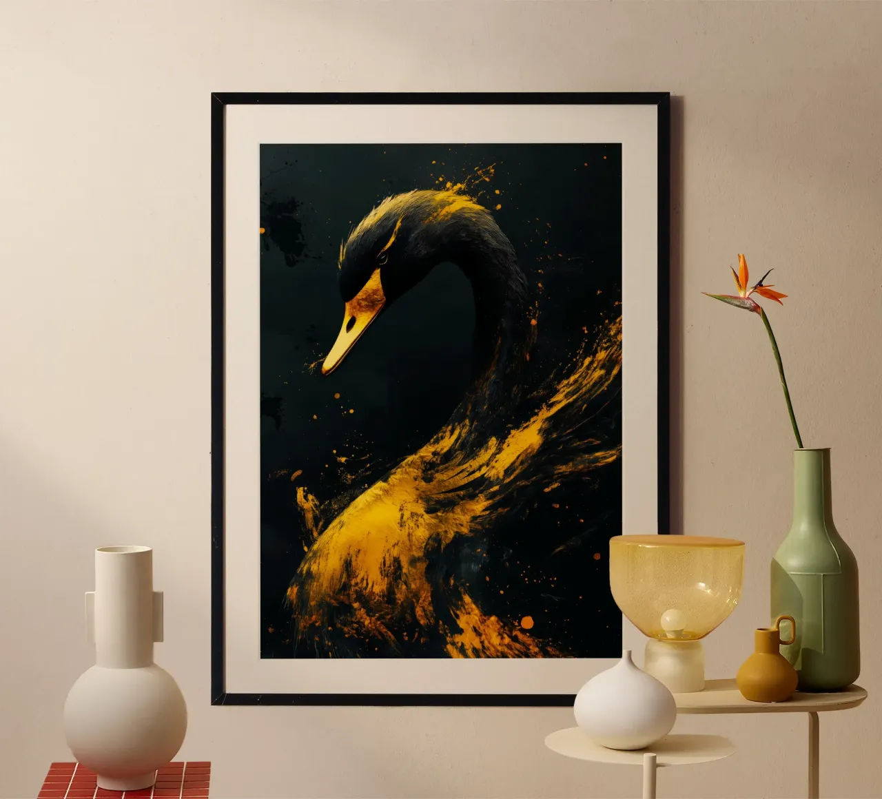 Uccello cigno d'oro poster da Justyna Jaszke JBJart