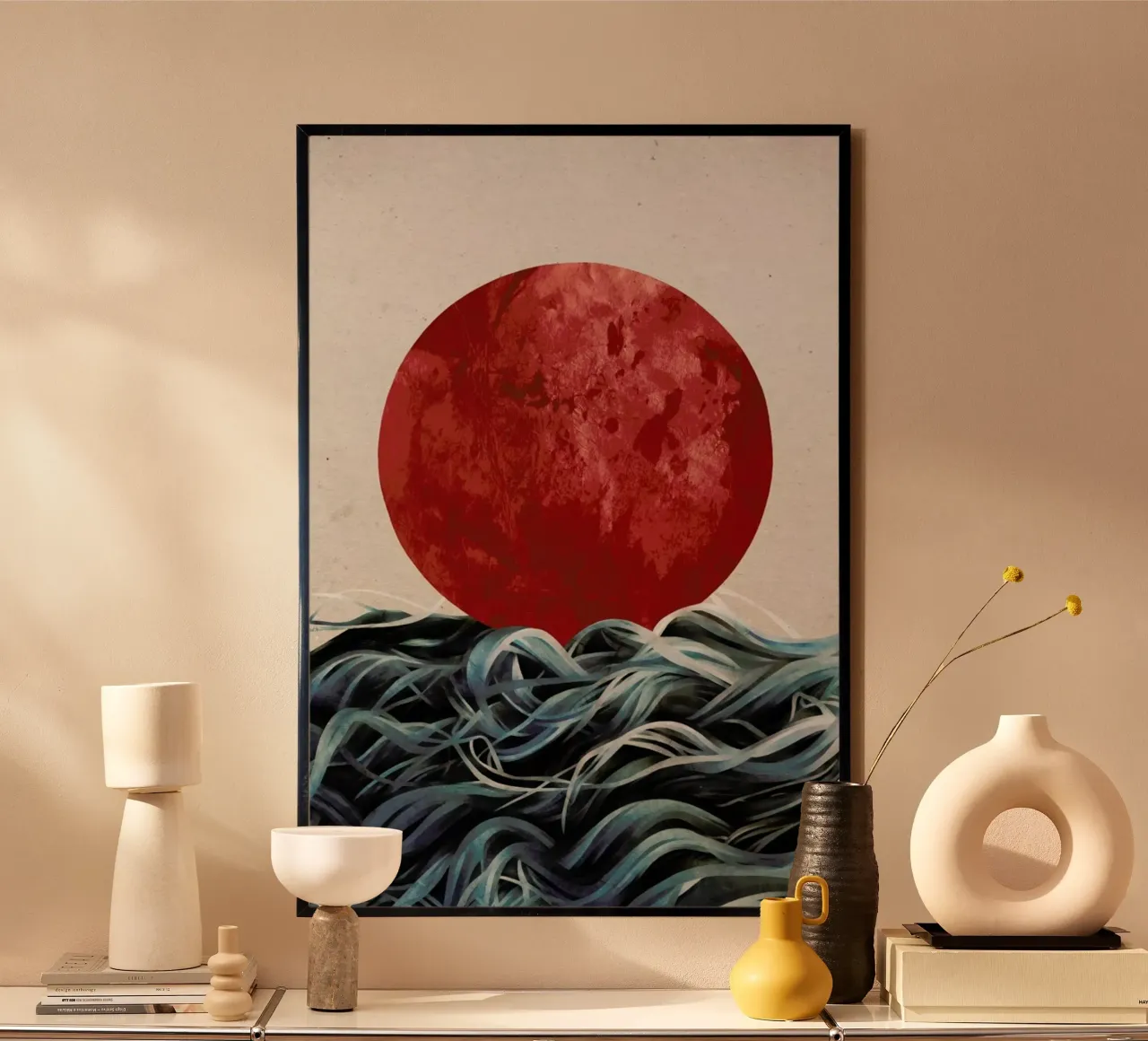 Sunrise in Japan poster con telaio in plastica da Ruben Ireland