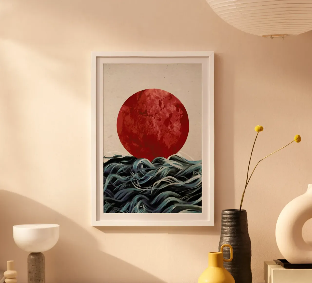 Sunrise in Japan poster con telaio in plastica da Ruben Ireland