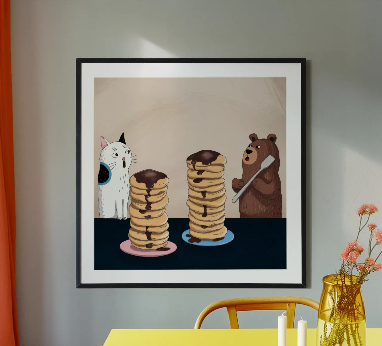 Delizia della torre di pancake poster con telaio in plastica da Timeless Huse