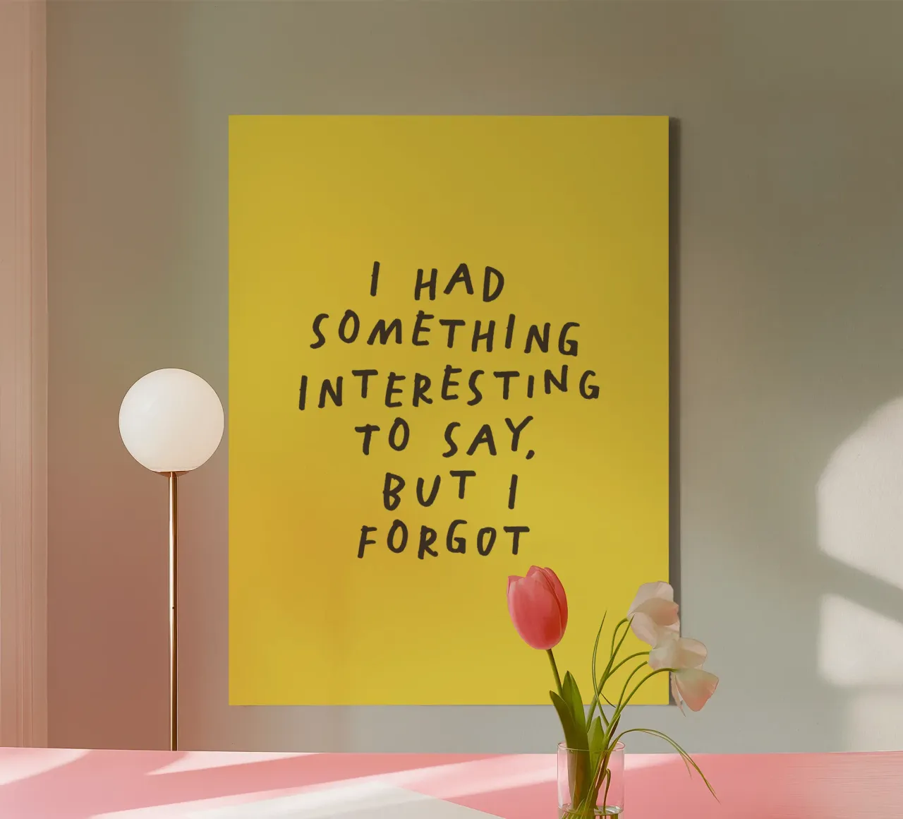 I Had Something Interesting to Say Yellow Typography Print canvas with Floater frame by THE MOTIVATED TYPE