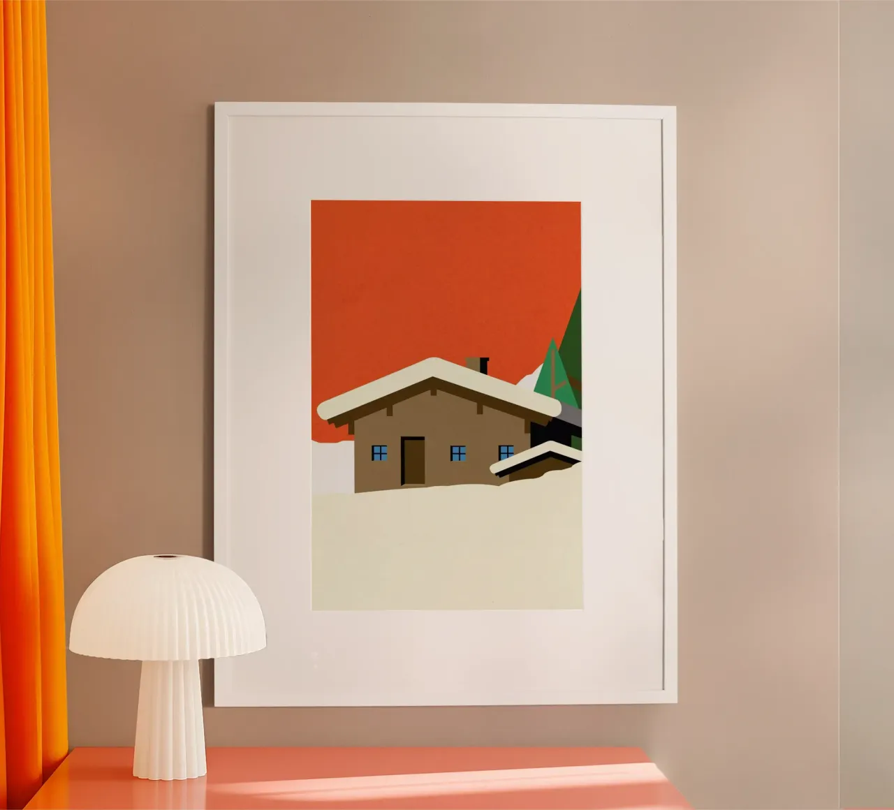 Winter Hut poster con telaio in legno da Rosi Feist