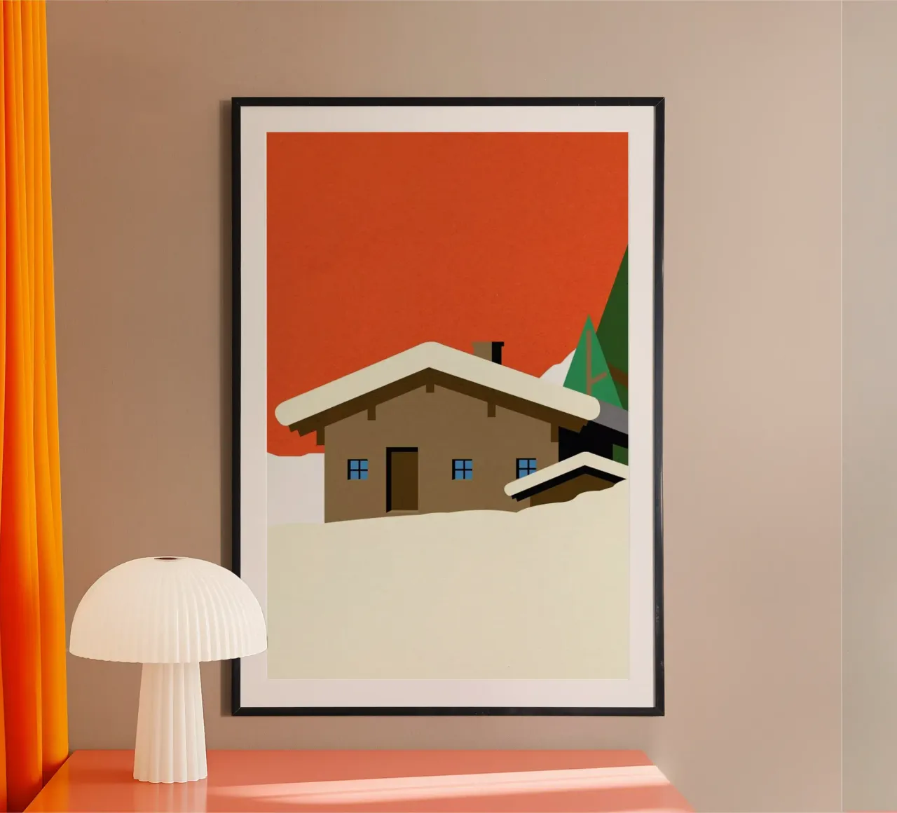 Winter Hut poster con telaio in legno da Rosi Feist