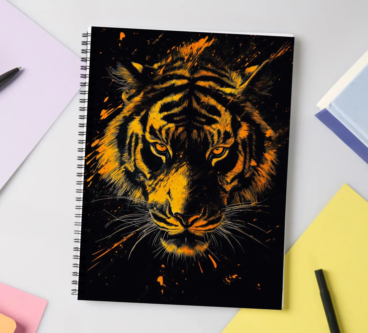 Golden tiger spiral notebook by Justyna Jaszke JBJart