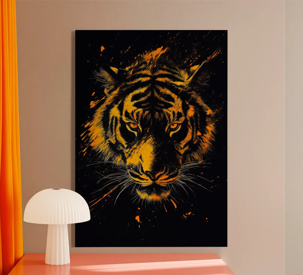Golden tiger acrylic glass by Justyna Jaszke JBJart