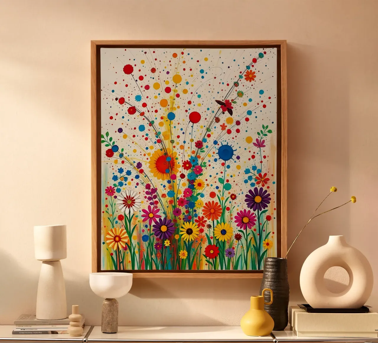 Bloem weide_stijl_B_1 canvas met Baklijst van Farb- und Blütenzauber by LK