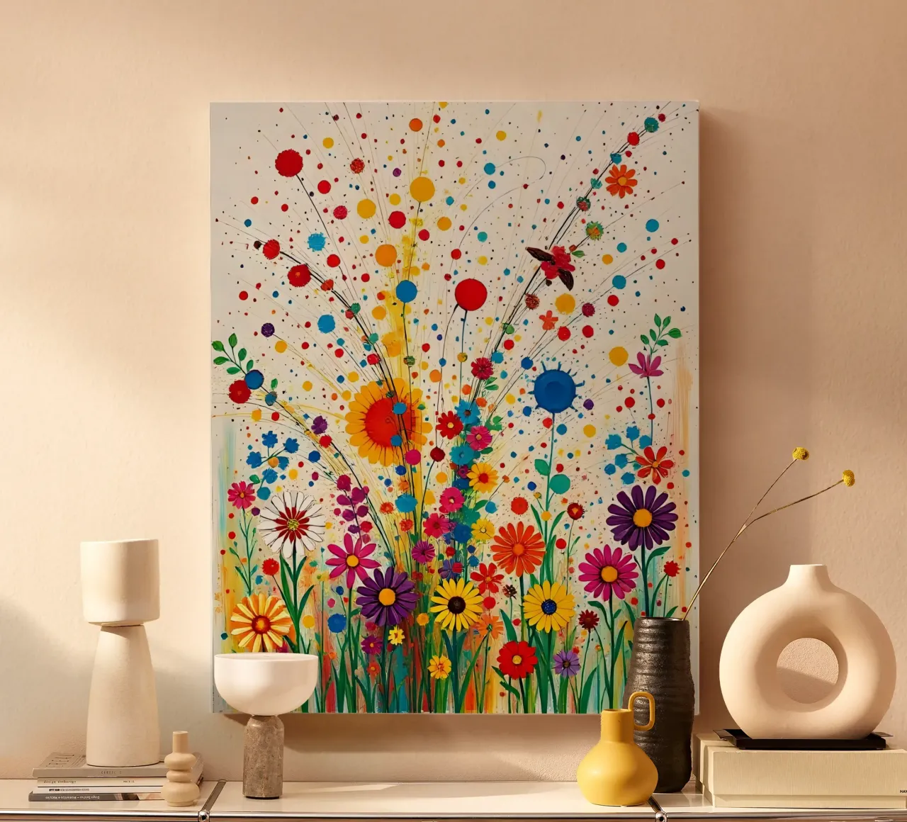 Bloem weide_stijl_B_1 canvas met Baklijst van Farb- und Blütenzauber by LK