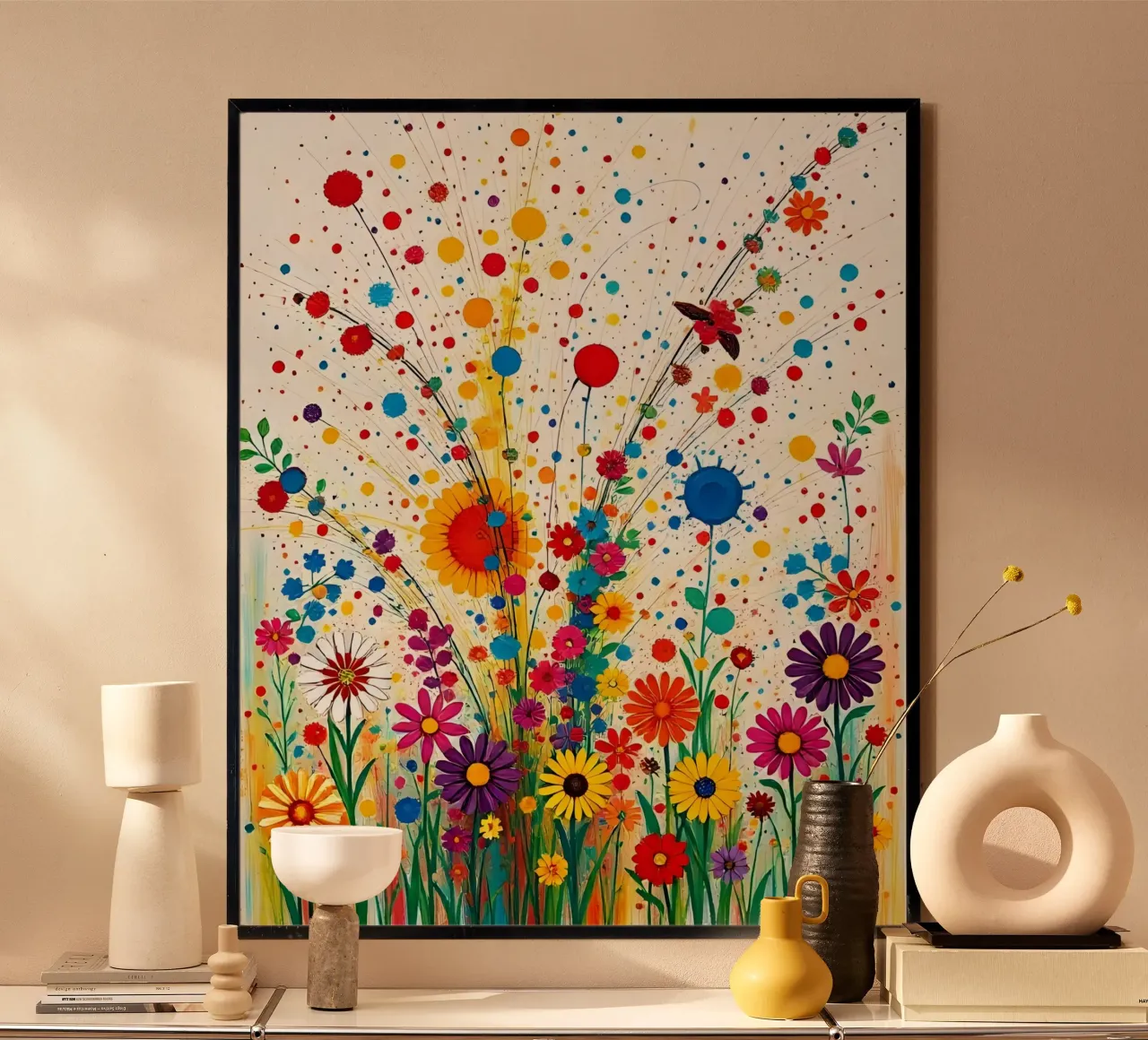 Bloem weide_stijl_B_1 poster met aluminium frame van Farb- und Blütenzauber by LK