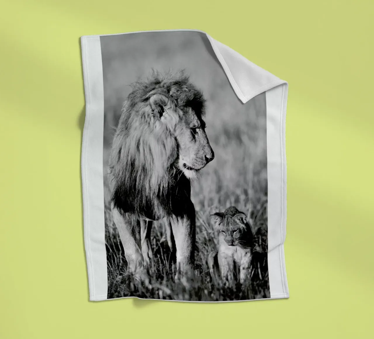 Lion Teaching His Cub coperta in pile da Natural Kingdom