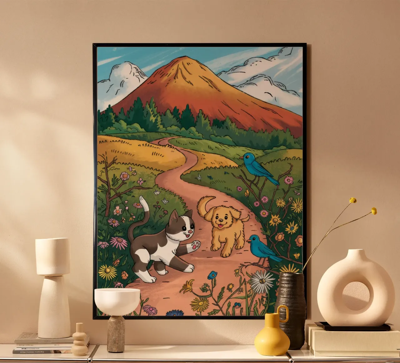 Passeggiata serena nella natura poster con telaio in legno da Timeless Huse
